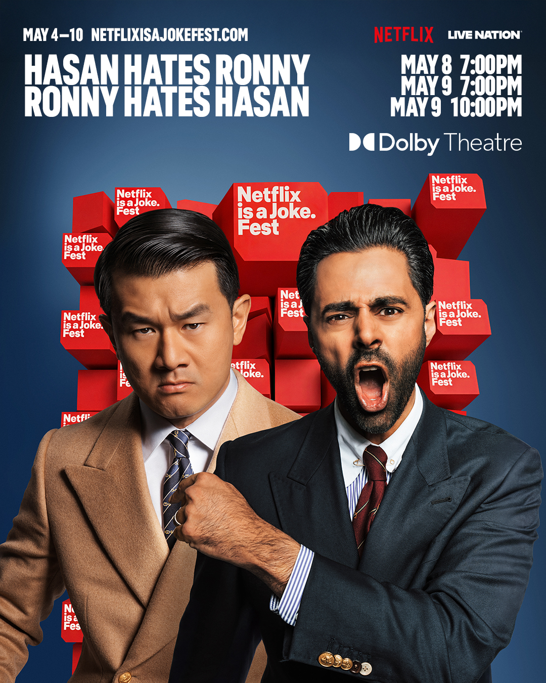 Hasan Minhaj & Ronny Chieng at the Dolby Theatre on Saturday, May 9 (Late Show)